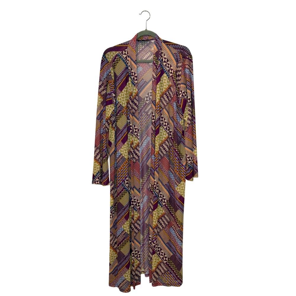 Antthony Original Geometric Patchwork Duster Cardigan Purple XL Artsy Indie City